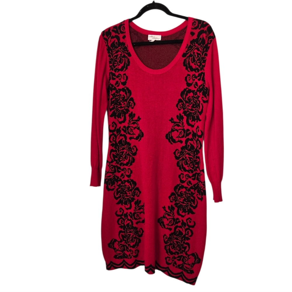 Allison Brittney Elegant Red and Black Floral Dress